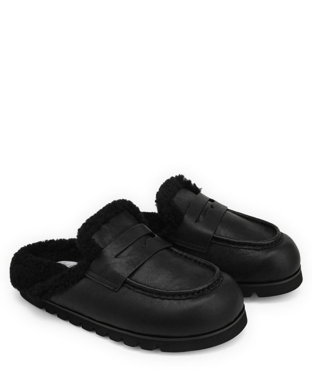 Cord Fur Black Leather