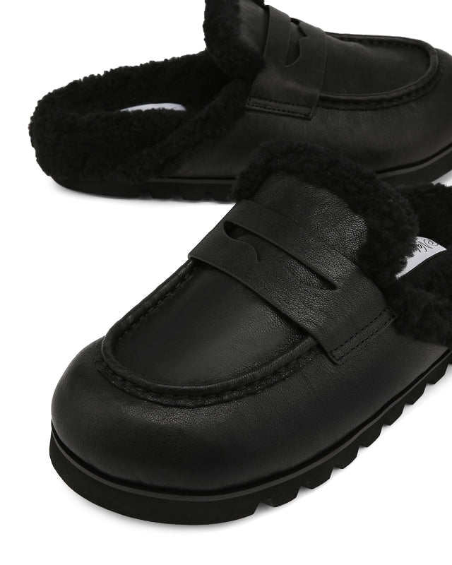 Cord Fur Black Leather