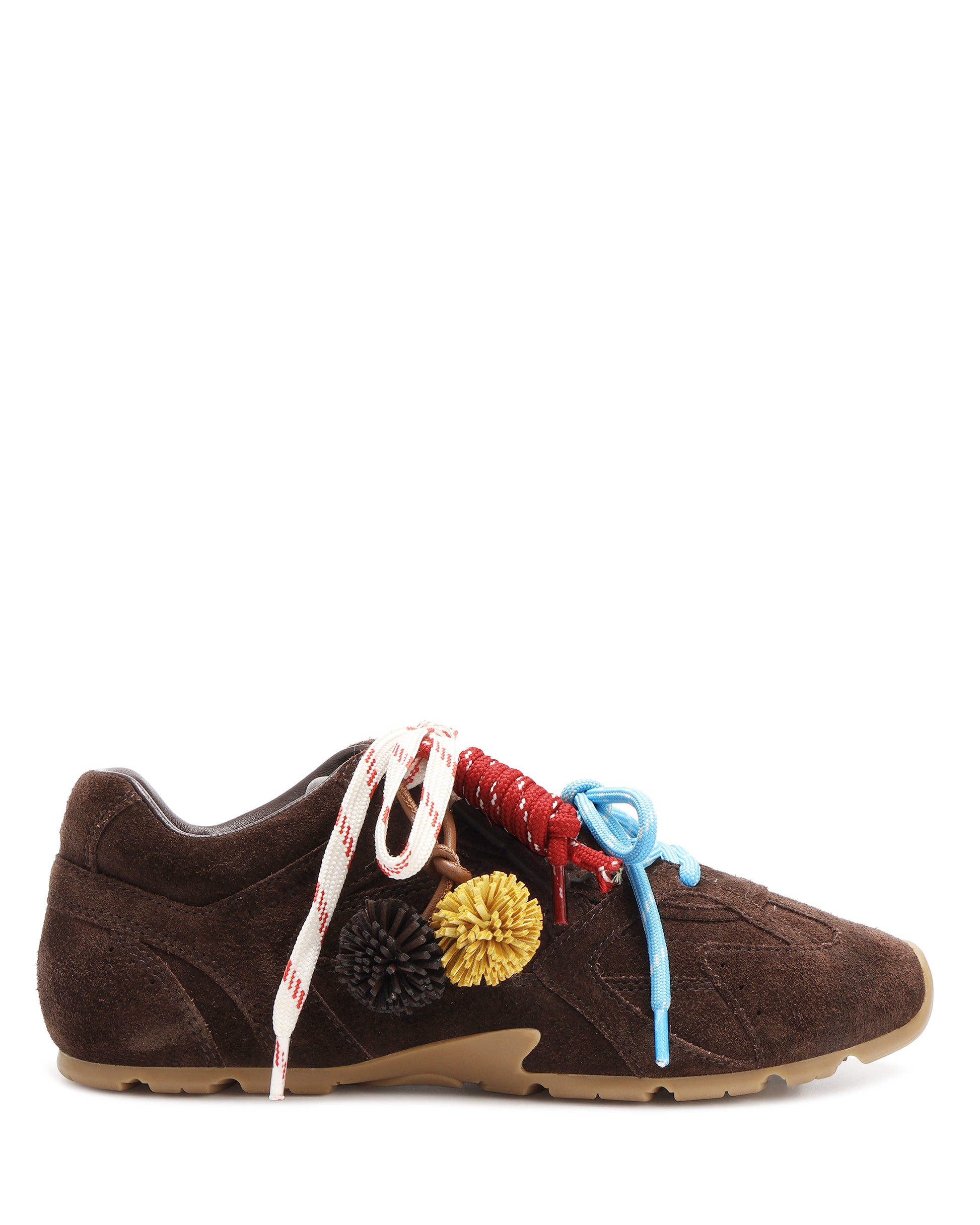 Atlas Brown Suede Sneakers - side lace view