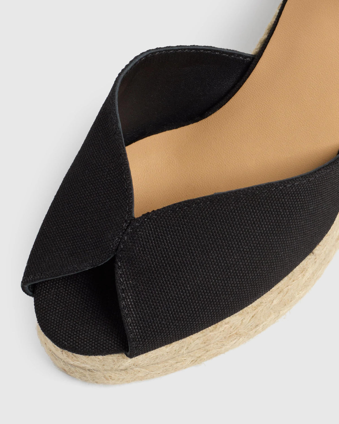 Bianca 8ED Negro Peeptoe Wedge Espadrille