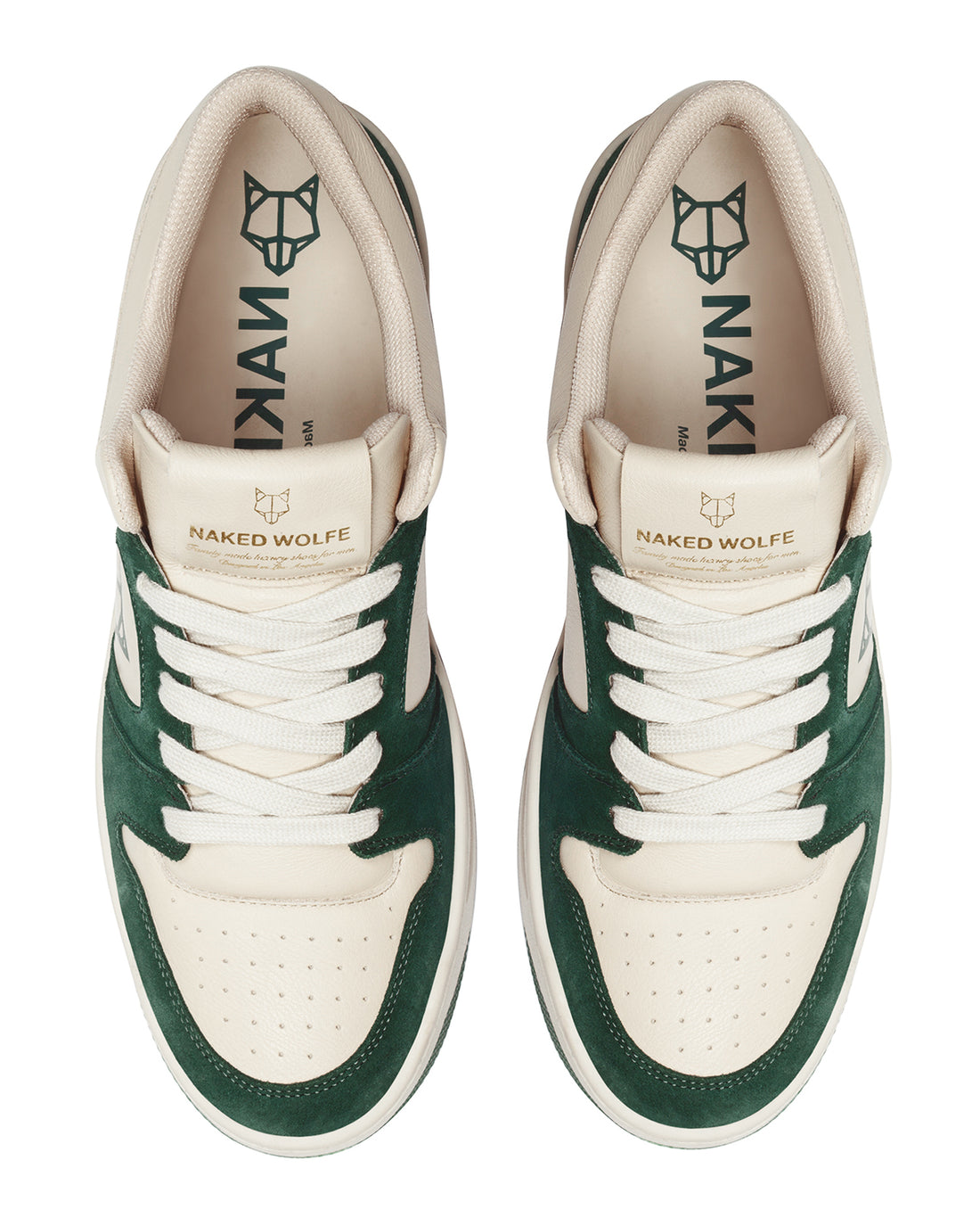 CM-01 Bone Leather / Green Cow Suede Combo