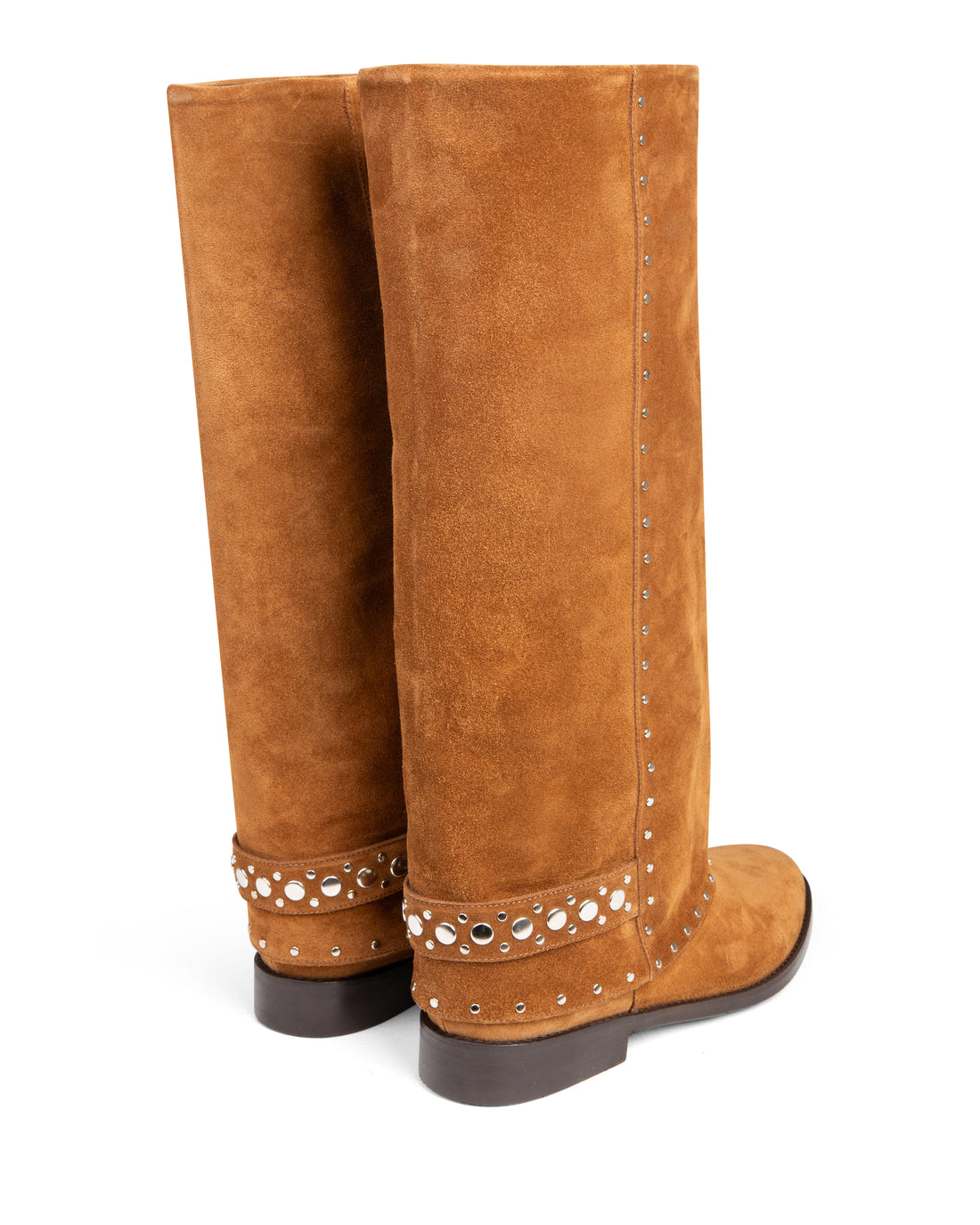 Cuff Stud Boot Tan Suede A5728
