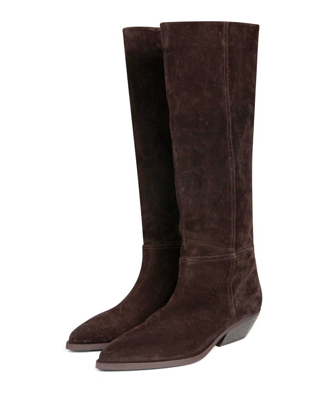 Western Knee High Boot Dark Brown Suede E4522