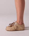Atlas Beige Suede Sneakers  - side wear view