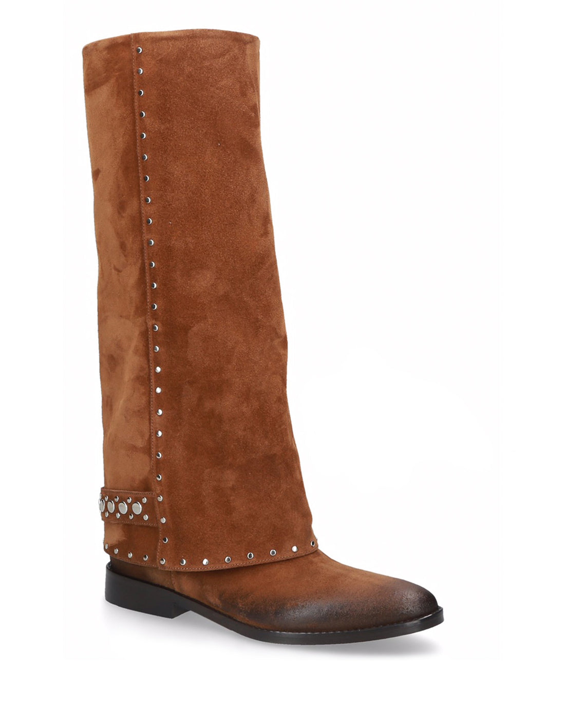 Cuff Stud Boot Tan Suede A5728