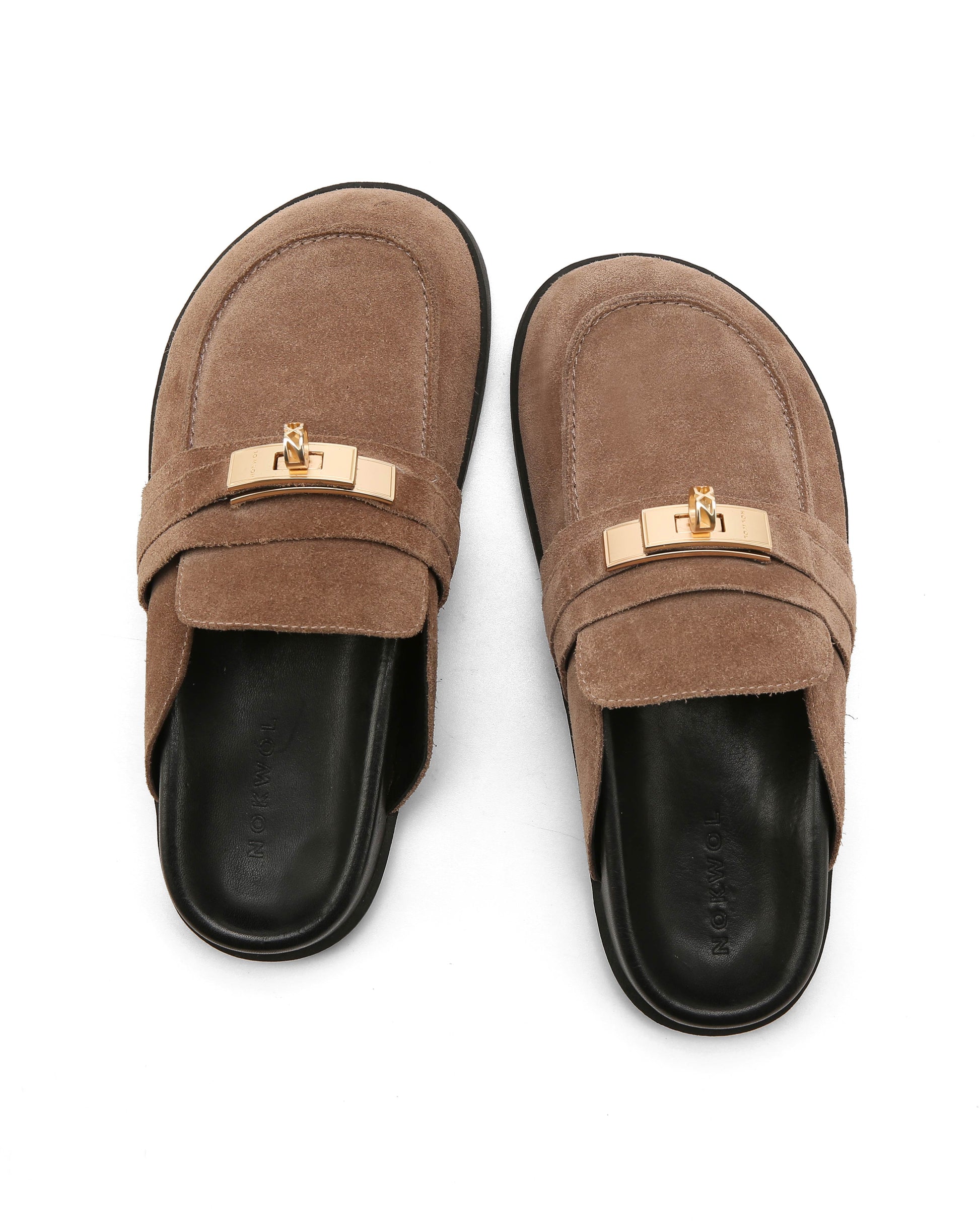 Tammy Mushroom Suede Mules - angled view