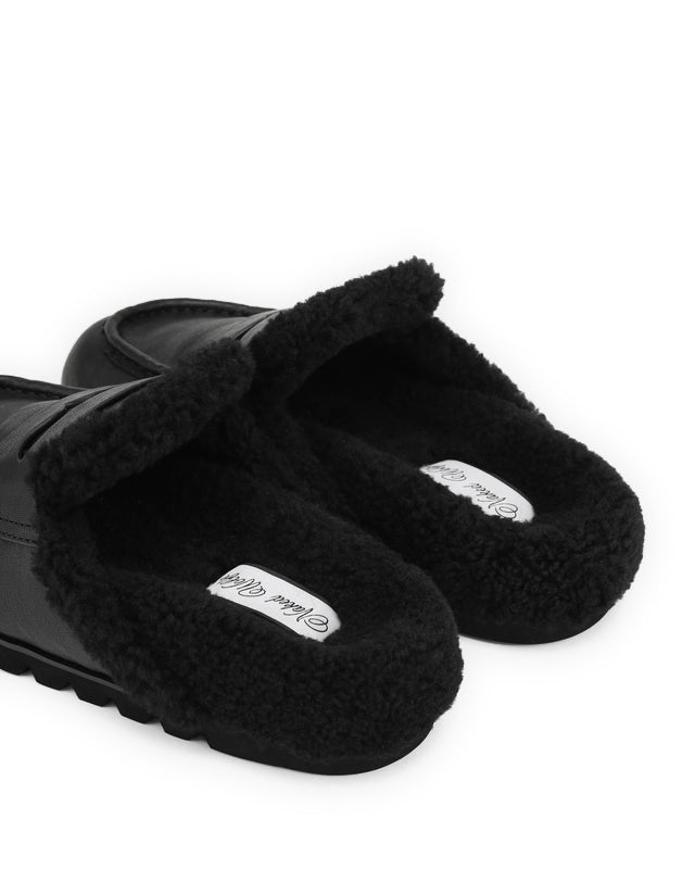 Cord Fur Black Leather